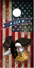 American Flag Eagle Firework LAMINATED Cornhole Wrap Bag Toss Skin Decal Sticker