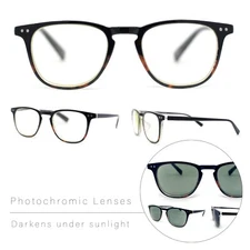 Classy Hipster Plastic Keyhole Horn Rim Photochromic Lens Reading Glasses