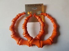 Large Colourful Womens Bamboo Earrings Gold Hoop Hip-Hop Big Ladies Hoops Neon