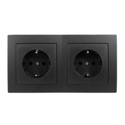 ETT1535038 Doppelsteckdose ETT Flair anthrazit Schutzkontakt-Steckdose UP  X