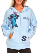 Disney Stitch Women's M Full Zip Sweatshirt Hoodie Chenille Patches