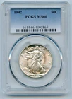 1942 Walking Liberty Silver Half Dollar 50c PCGS MS66