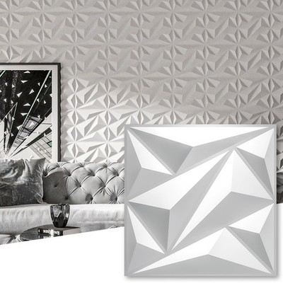 Art3dwallpanels 50 Pack 3D Wall Panel Diamond for Interior 50 Pack, White