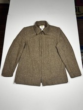 Talbots Blazer Jacket Womens 6 Petite Brown Tweed Herringbone Lined Full Zip