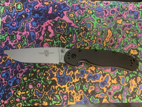 Ontario RAT Model 1 G-10/Carbon Fiber Handle, D2 Satin Blade, Liner Lock, NIB