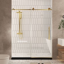 Frameless shower door 56-60 "W x 76" H, 1/4 " 6 mm Clear Tempered Glass, Expl