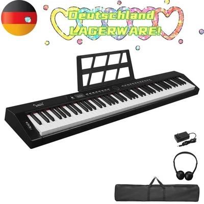 GLARRY Bluetooth 88 Tasten Digitalpiano E-Keyboard mit Kopfhörer Pedal Tasche+USB MIDI