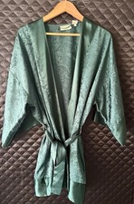 Vintage Victorias Secret Womens Gold Label Green Satin Kimono Robe One Size