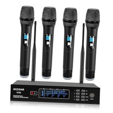 4 Channel Wireless Microphone System, Professional UHF Cordless Handheld V10 SC