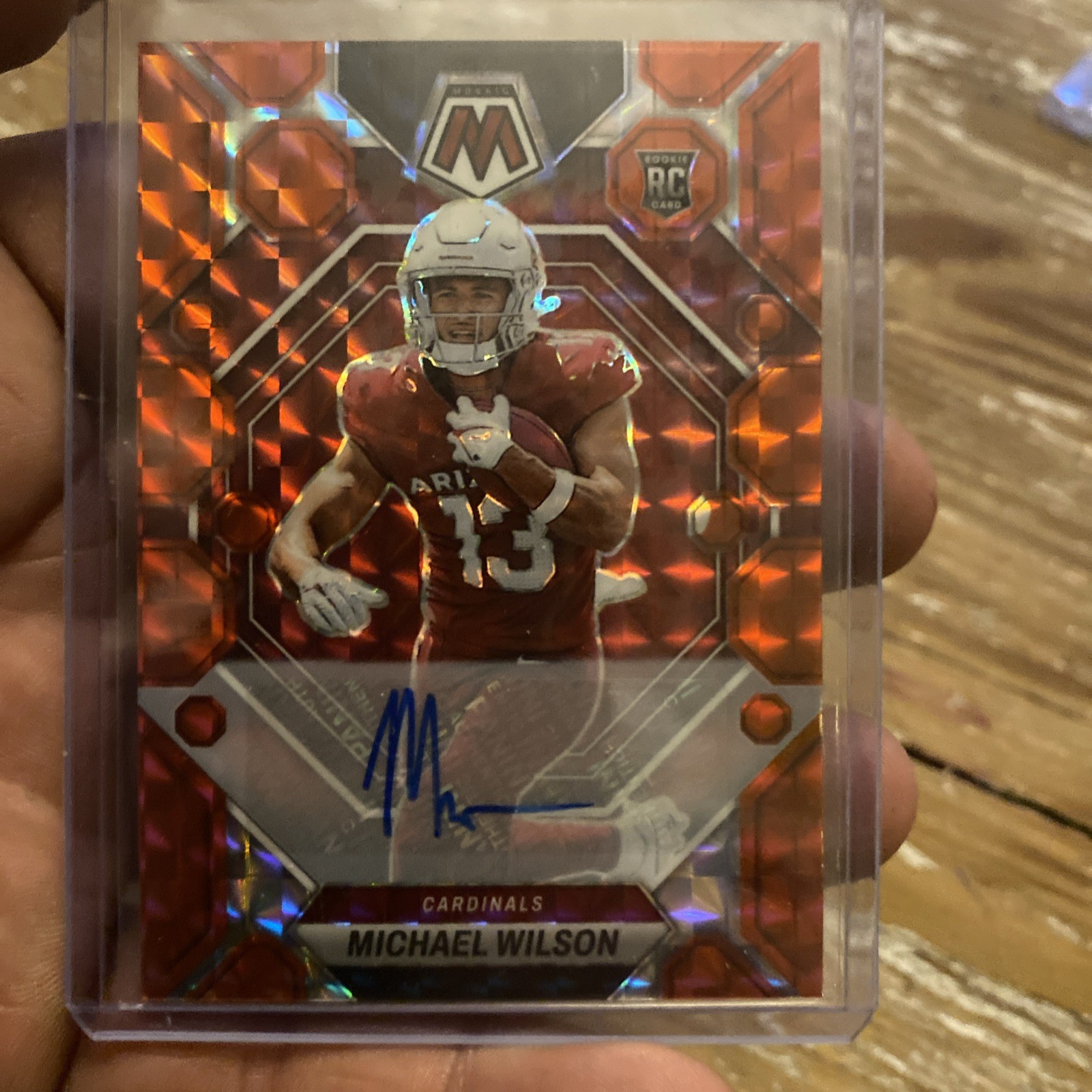 Michael Wilson 2023 Mosaic Red Mosaic Prizm Rookie Auto #/199 Cardinals #350