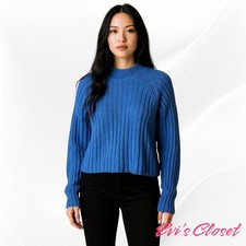 Pink Rose Women's Crop Sweater Pullover Blue Sz S