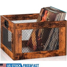 Wooden Record Storage Crate Vinyl Album Organizer Easy Assembly Dust Protection