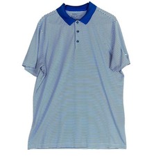 Nike Mens Shirt Blue White Striped Golf Polo Dry Fit Standard Fit Short Sleeve L