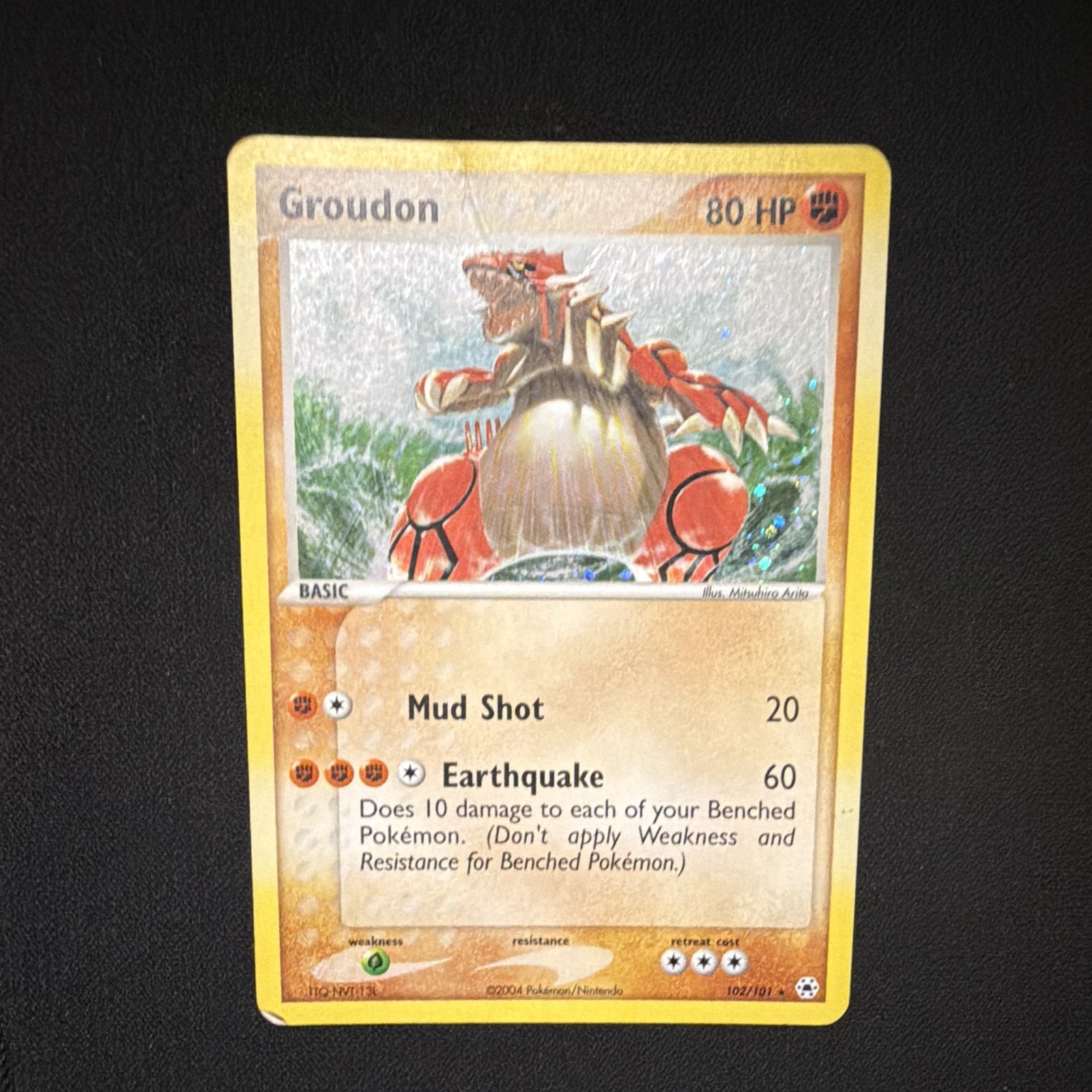 Groudon 102/101 EX Hidden Legends, Vintage Holo Secret Rare 80 HP, Eng 2004