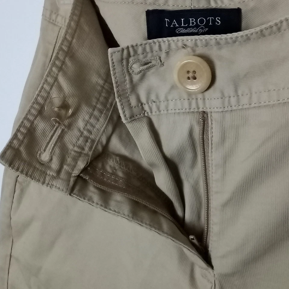 Pantalones Cortos Talbots Para Mujer Perfectos Bermudas Talla 2 Elastizados Sarga Tostado Bolsillos con Botones Foto 4 de 4