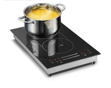 12 Inch Induction Cooktop 2 Burners, 120V 1800W Electric Stove with Bridge Funct