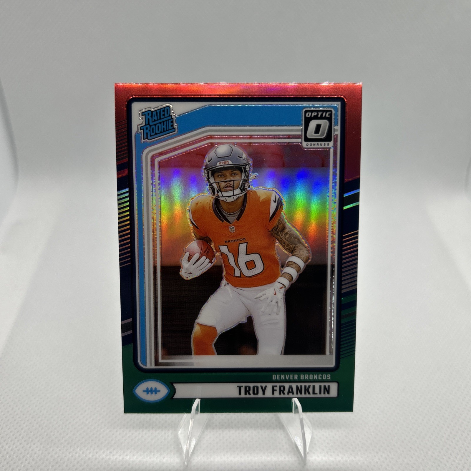 2024 Panini Donruss - Rated Rookie Troy Franklin Optic Preview Red & Green Prizm