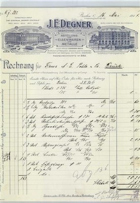 50675247 - 1000 Berlin Mitte Firmenrechnung J.E. Degner, Fabrik fuer Eisenwaren