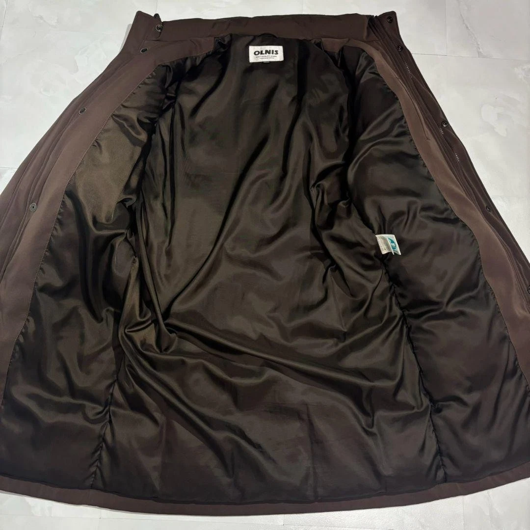 ZANTER OLNIS Men's Lightweight Down Coat Brown M Hood Missing Long Jacket image 7