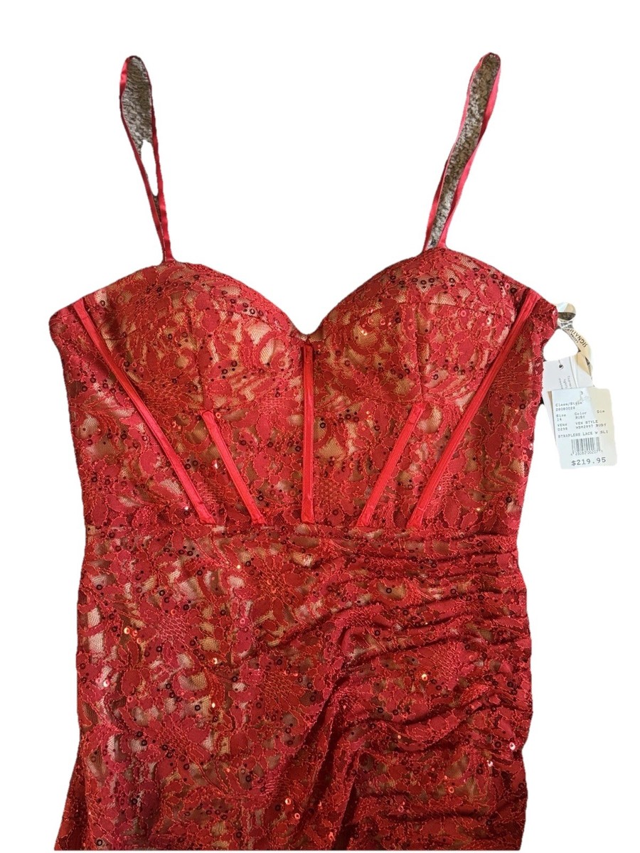 open lace back dress MAROON SEQUIN DAVIDS BRIDAL womens formal dress, 0  Pink Bulldog Boutique