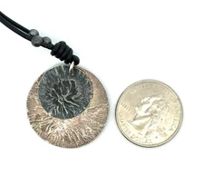 16” Silpada 925 Sterling Silver, 2 Disc on Leather Necklace, Retired N1710, 8.8g