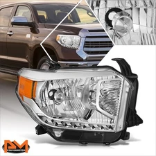 For 14-17 Toyota Tundra Passenger Side Chrome Housing Amber Corner Headlight