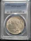 1922 P Silver Peace Dollar PCGS MS64 US Graded Coin Slab 90% $1