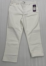 Frye Jeans High Rise Cuffed Crop Ivory Wash Denim Size 14/32 NWT Neutral Color