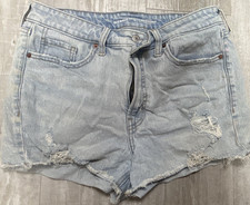 Old Navy Women's OG Straight Light Blue Denim Cut Off Shorts Size 10 Distressed