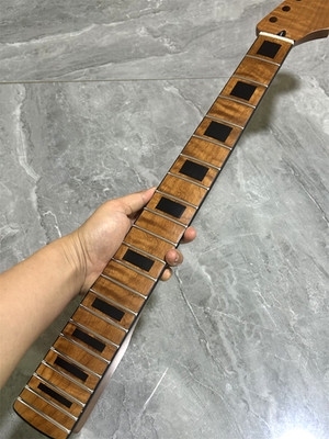 AAA 22fret Roasted Flame Maple Electric guitar neck part block inlay satin