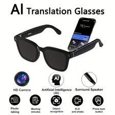 Ai Smart Glasses with Real-Time Translation  Object Recognition, Open-Ear Audio