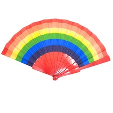 14 x 9 Inches Rainbow Hand Folding Fan: 1CT