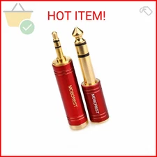 MOBOREST 3.5mm M to 6.35mm F Stereo Pure Copper Adapter, 1/8 Inch Plug Male to 1