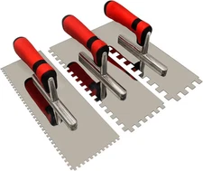 Tile Tools Stainless Steel Square Notched Trowel Set 3 PC (Notch Size: 5/32" & 5