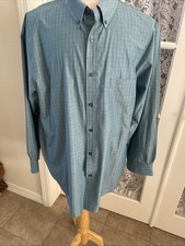 Haggar Men Long Sleeve Button-Up Shirt Blue Plaid Size 2X XXL Breast Pocket