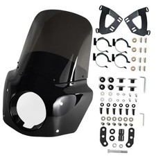 Motorcycle Fairing Windshield Kit, 5.75" Headlight Fairing 15" light smoke
