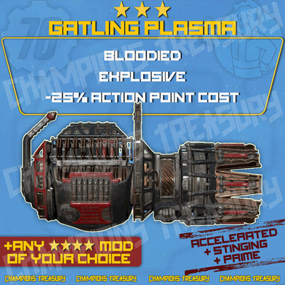 FALLOUT 76 PC BLOODIED EXPLOSIVE -35% AP COST GATLING PLASMA +PIN-POINTER'S MOD