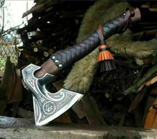 Viking Axe Battle Ready Axe Hand Forged Carbon Steel With leather Sheath