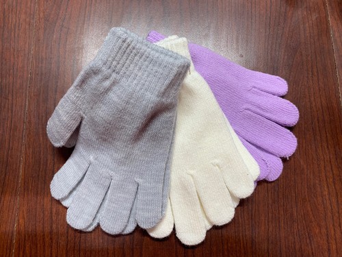 Wonder Nation Gloves Unisex Kids Knit Glove Outerwear 3 Pair Purple White & Gray - Picture 2 of 3