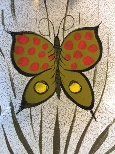 Vintage Italian Stoneware Pottery Ashtray With Butterfly Motif Hand Painted Nice - Picture 5 of 9