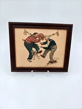 Vintage 1968's Norman Rockwell 3D Relief Framed art Print  19-1223-24