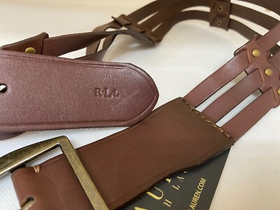 New Lauren Ralph Lauren Brown Leather Braided Wide Western  display picture 1