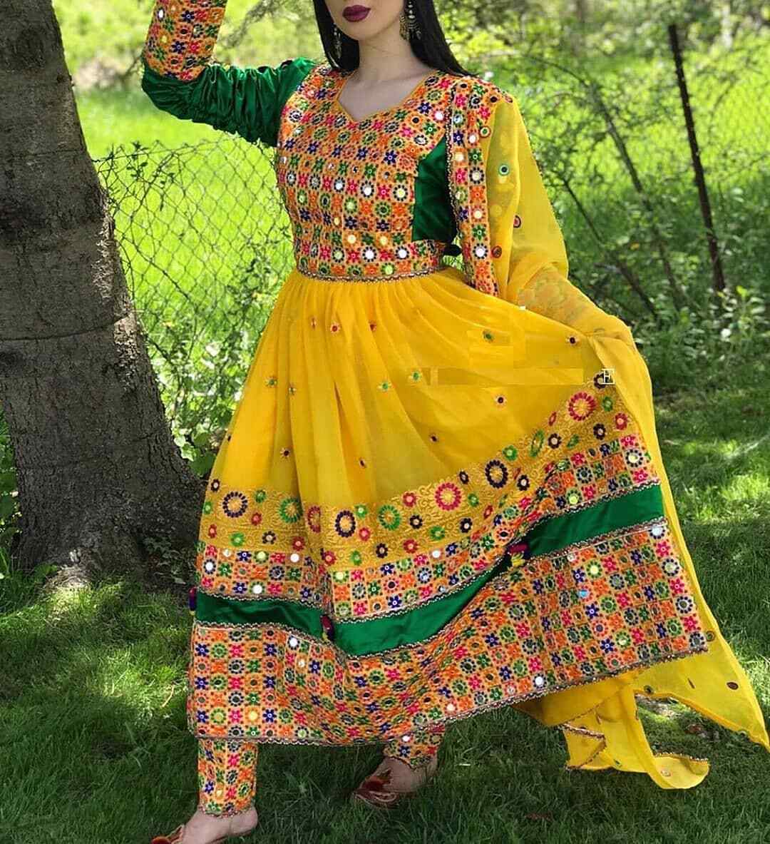 Vestido afgano bordado para niña - Vestido estilo afgano - Vestido afgano para niña