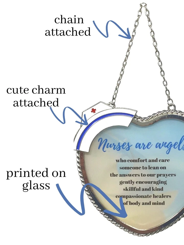 Nurses are Angels — эмалированный акцент на шляпе медсестры с серебряной цепочкой для подвешивания No2705 - Изображение 3 из 4