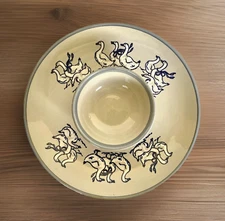 Chip & Dip Tray w/Bowl Louisville Stoneware Serving Dish, Gaggle of Geese 12"