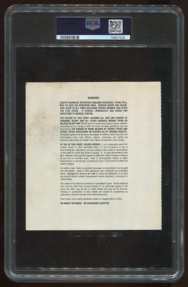 Boleto PSA Sidney Crosby primer gol y debut en casa en muy buena condición Pittsburgh Penguins novato Foto 2 de 2
