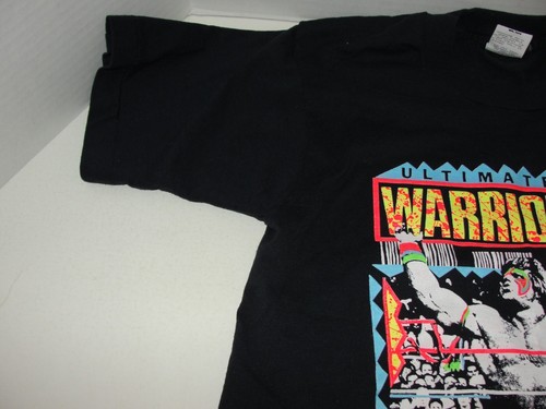 Vintage WWF Ultimate Warrior Shirt Youth 18-20 Black Neon 1989 RARE - Picture 5 of 10