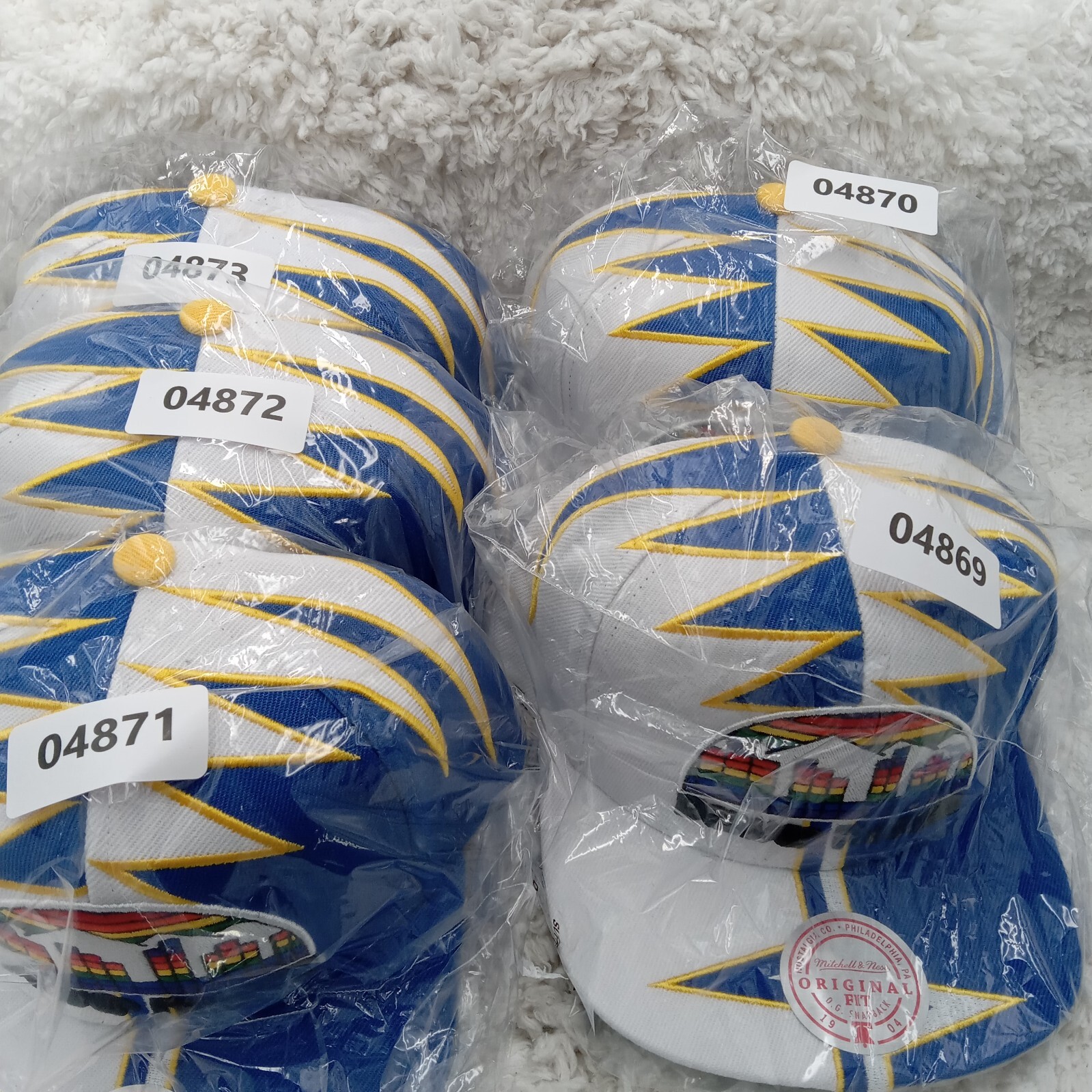 Denver Nuggets Hat Blue White Shockwave Snapback Mitchell & Ness Hardwood