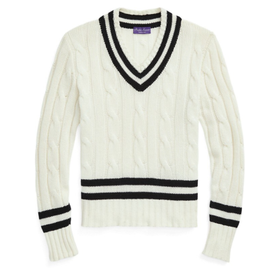Ralph Lauren Purple Label Cashmere V Neck Cricket Cable Knit 