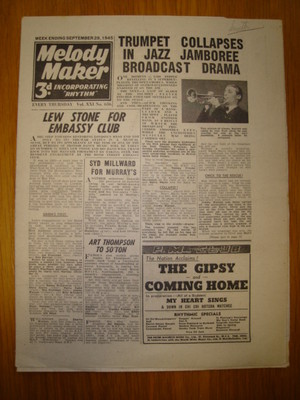 MELODY MAKER 1945 #636 JAZZ SWING MUSIC LEW STONE